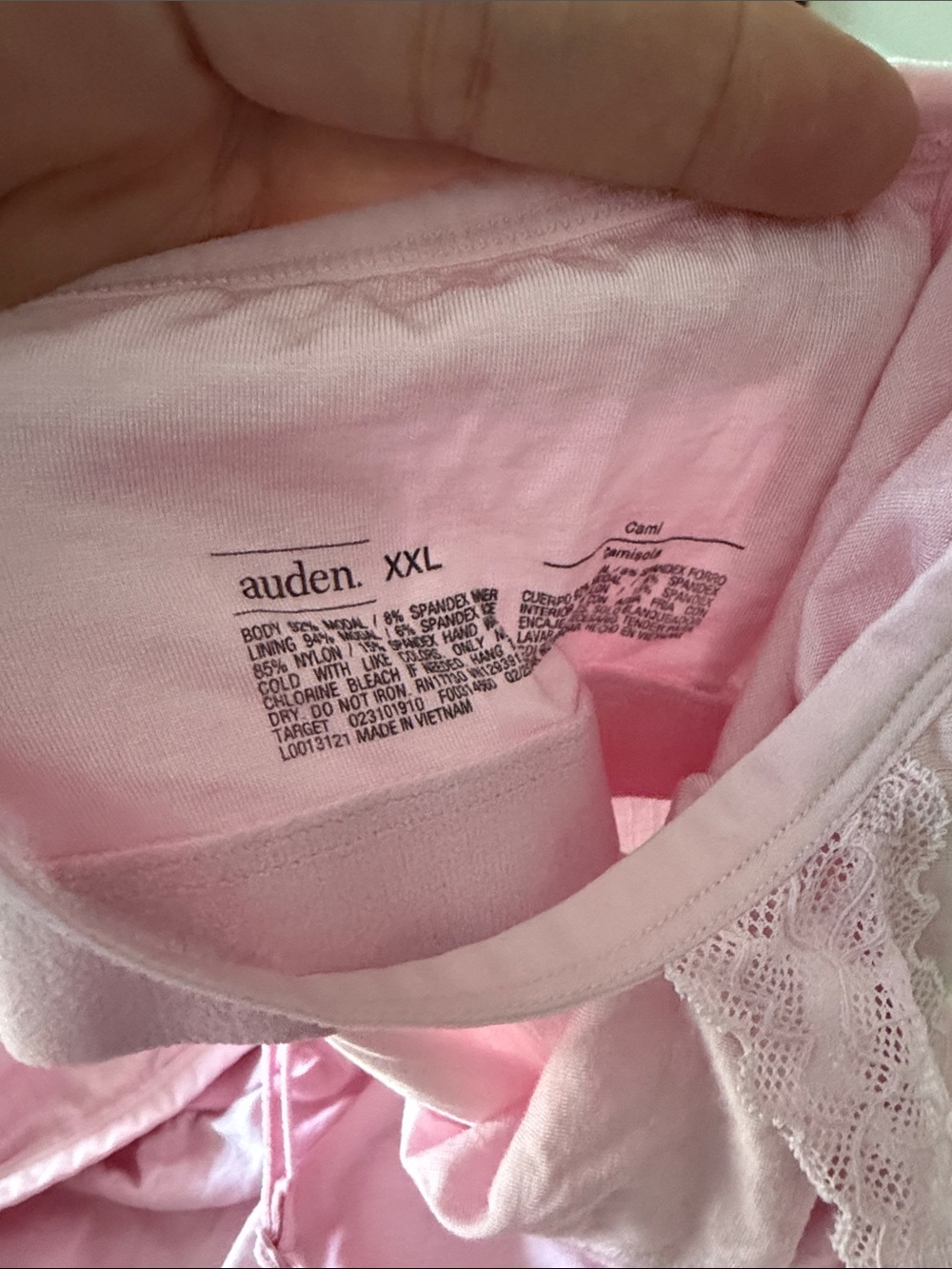 Auden Lace-Trim Ribbed Cami Tank - Light Pink - Picture 7 of 9